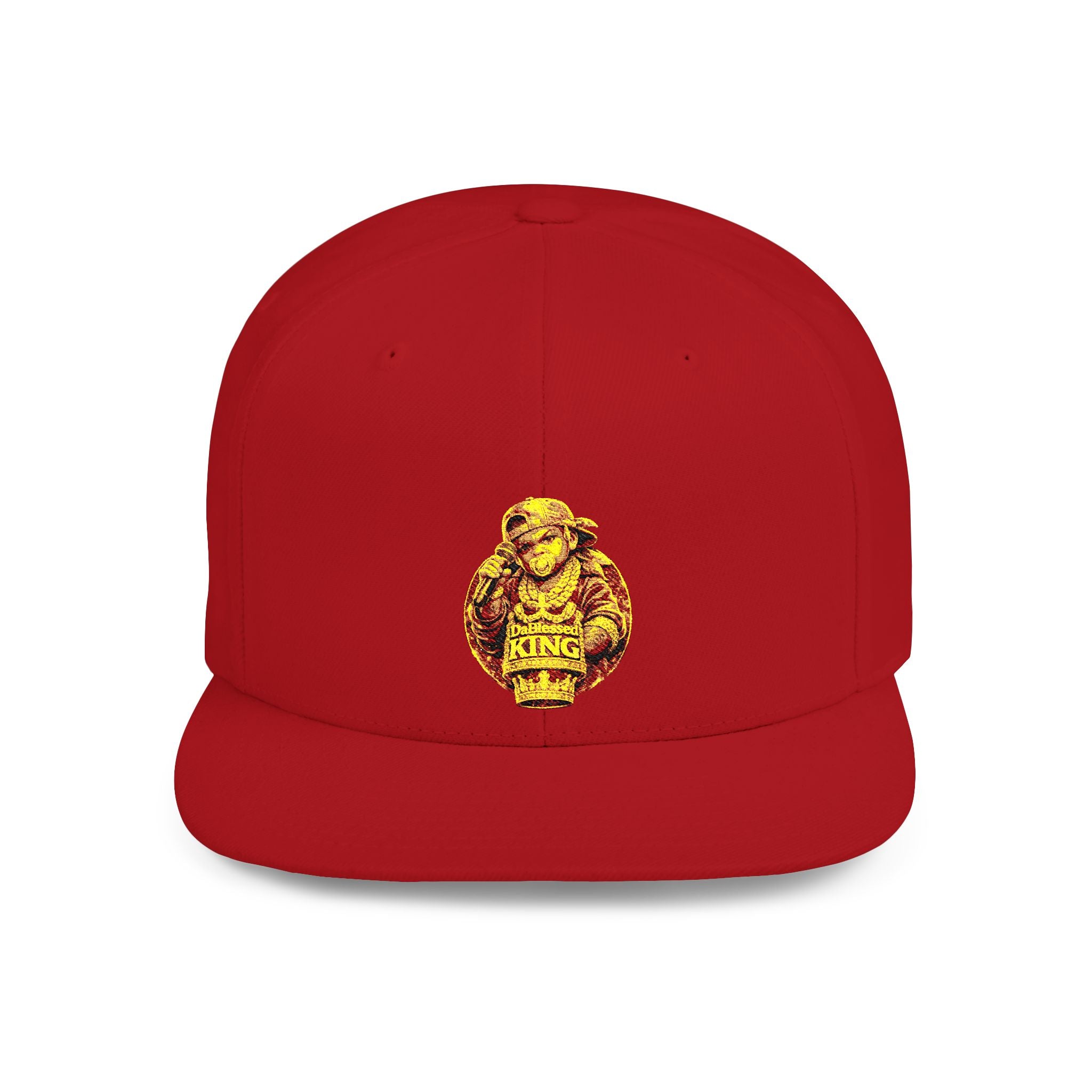 Snapback Hat — Vintage Gold Lion Crest Flat Bill Cap