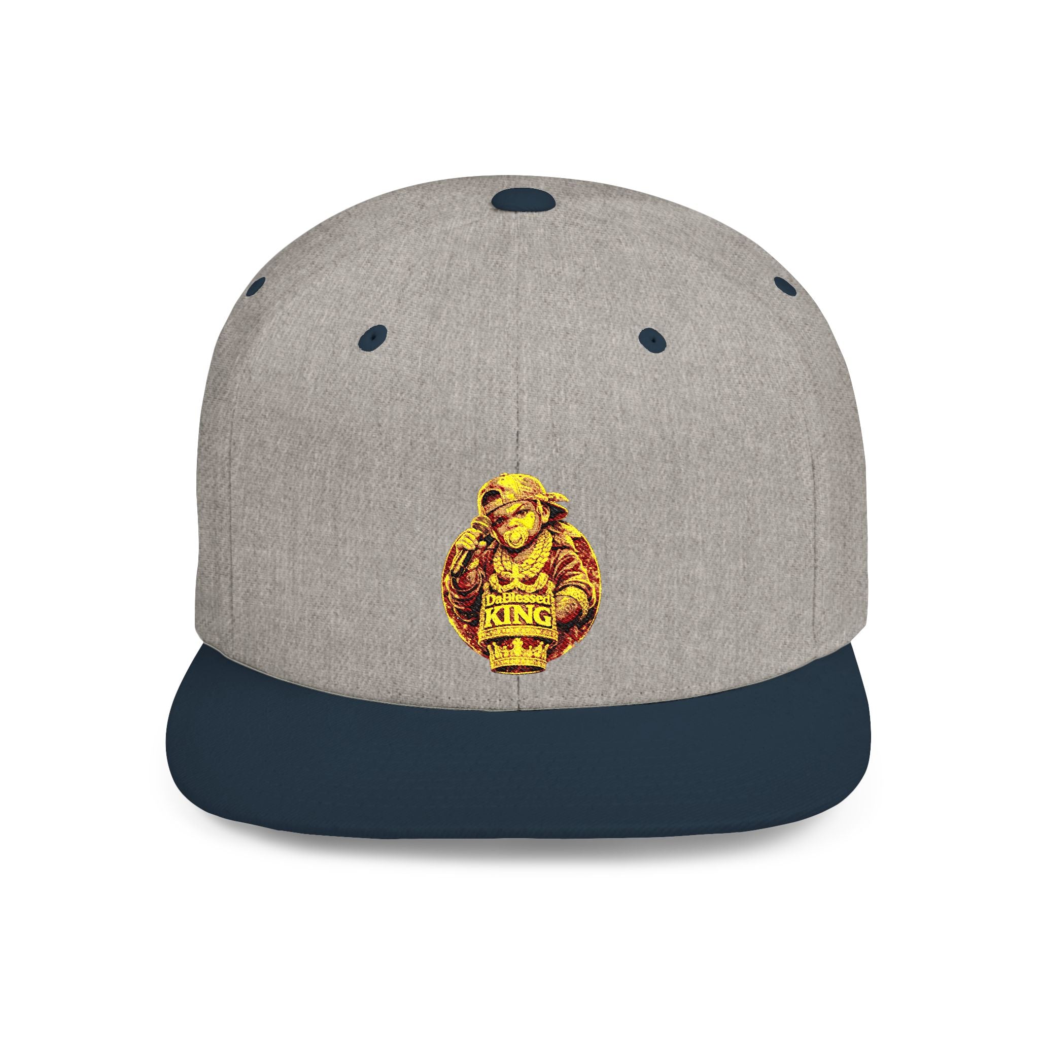 Snapback Hat — Vintage Gold Lion Crest Flat Bill Cap