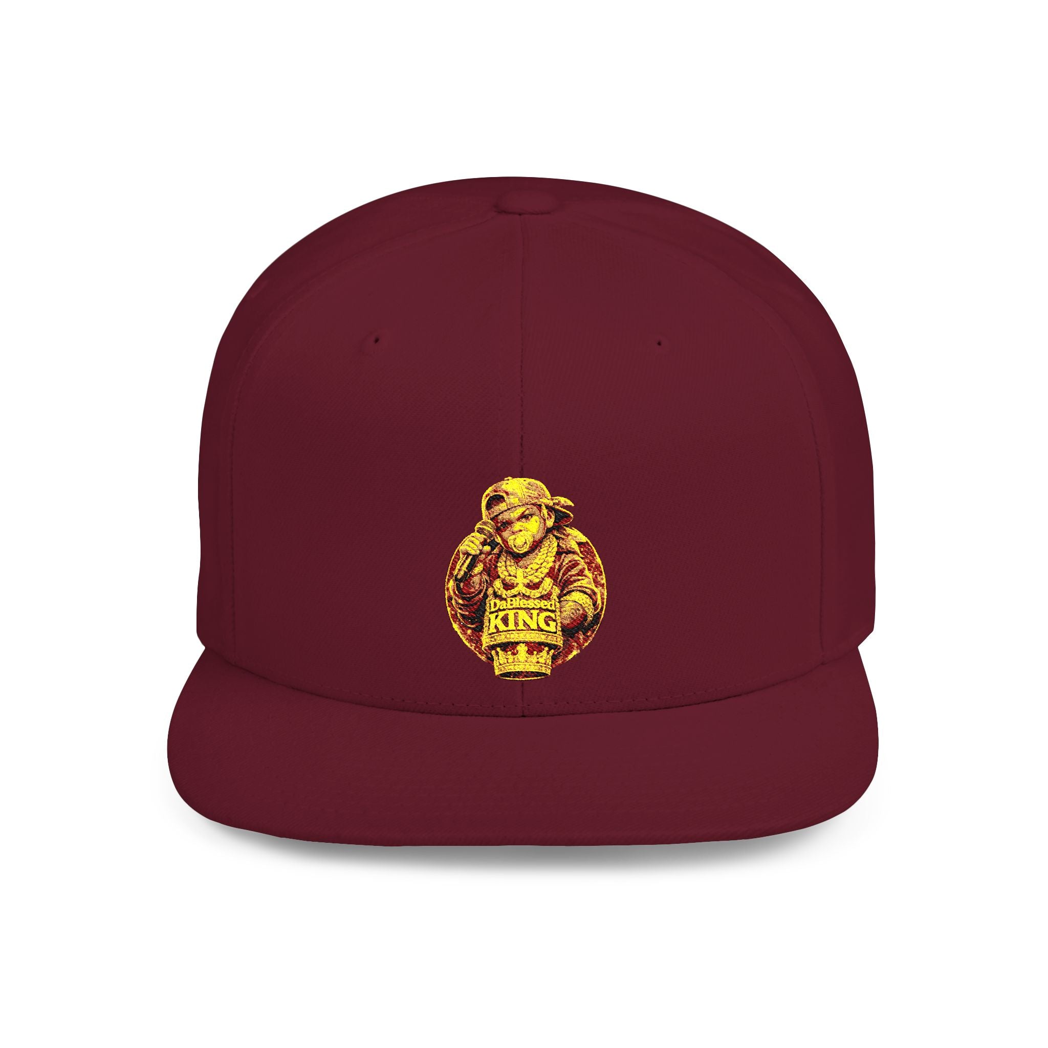 Snapback Hat — Vintage Gold Lion Crest Flat Bill Cap