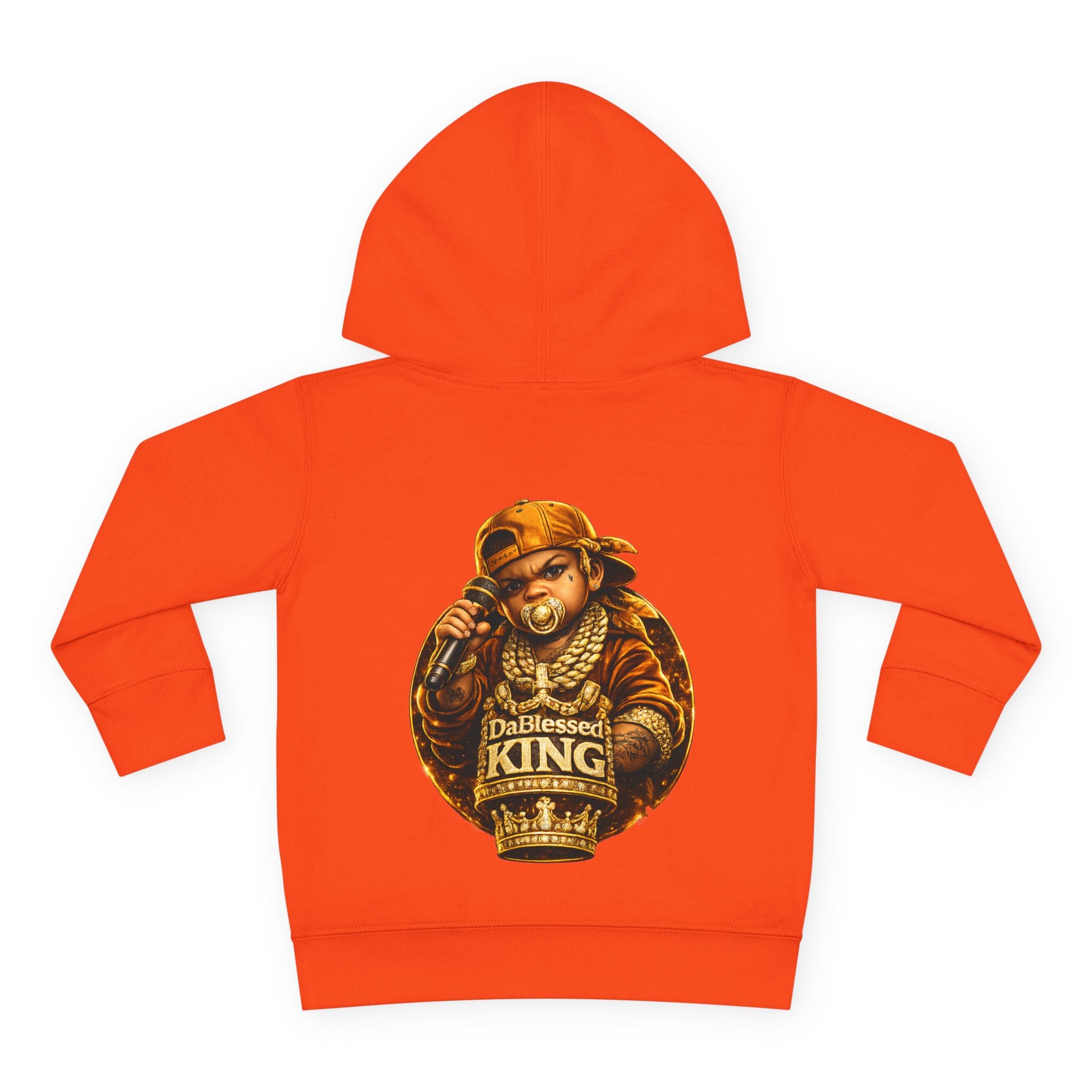 Toddler Hoodie — "Dablessed King" Gold Rapper Bear Graphic