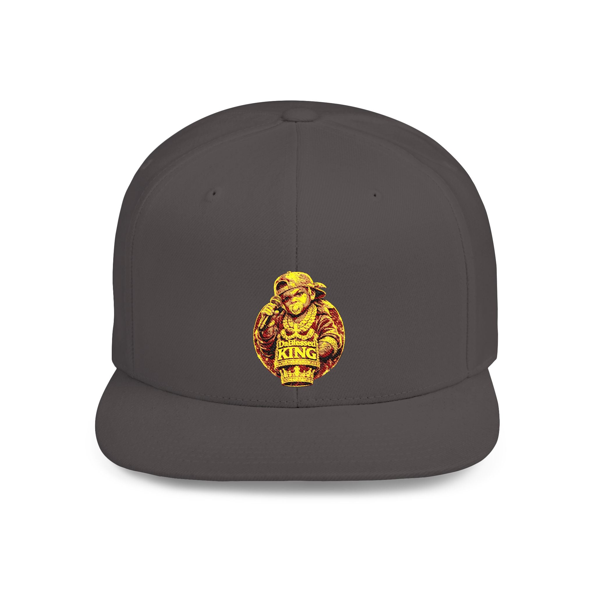 Snapback Hat — Vintage Gold Lion Crest Flat Bill Cap