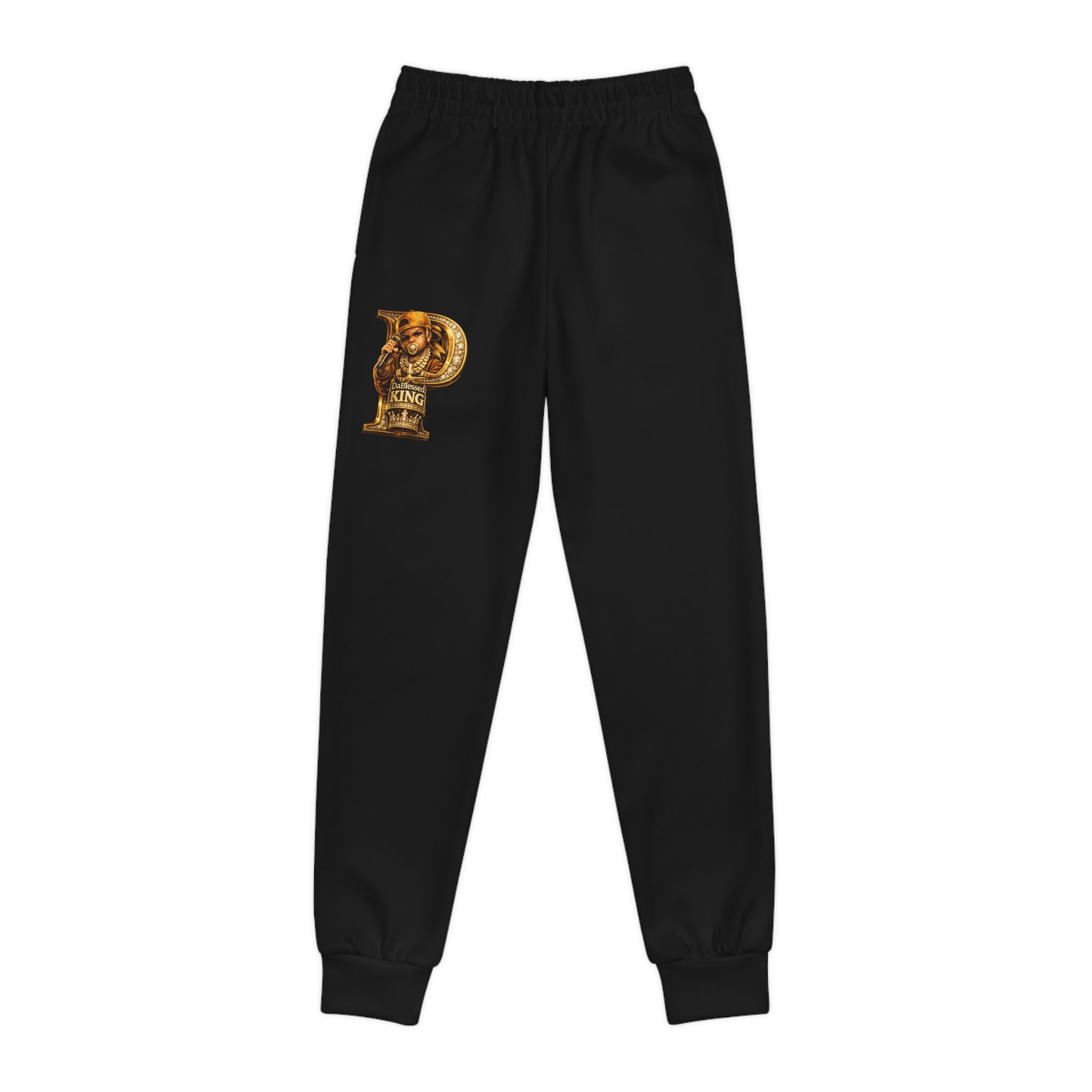 Youth Joggers — Gold Vintage Trophy 'P' Logo Kids Sweatpants