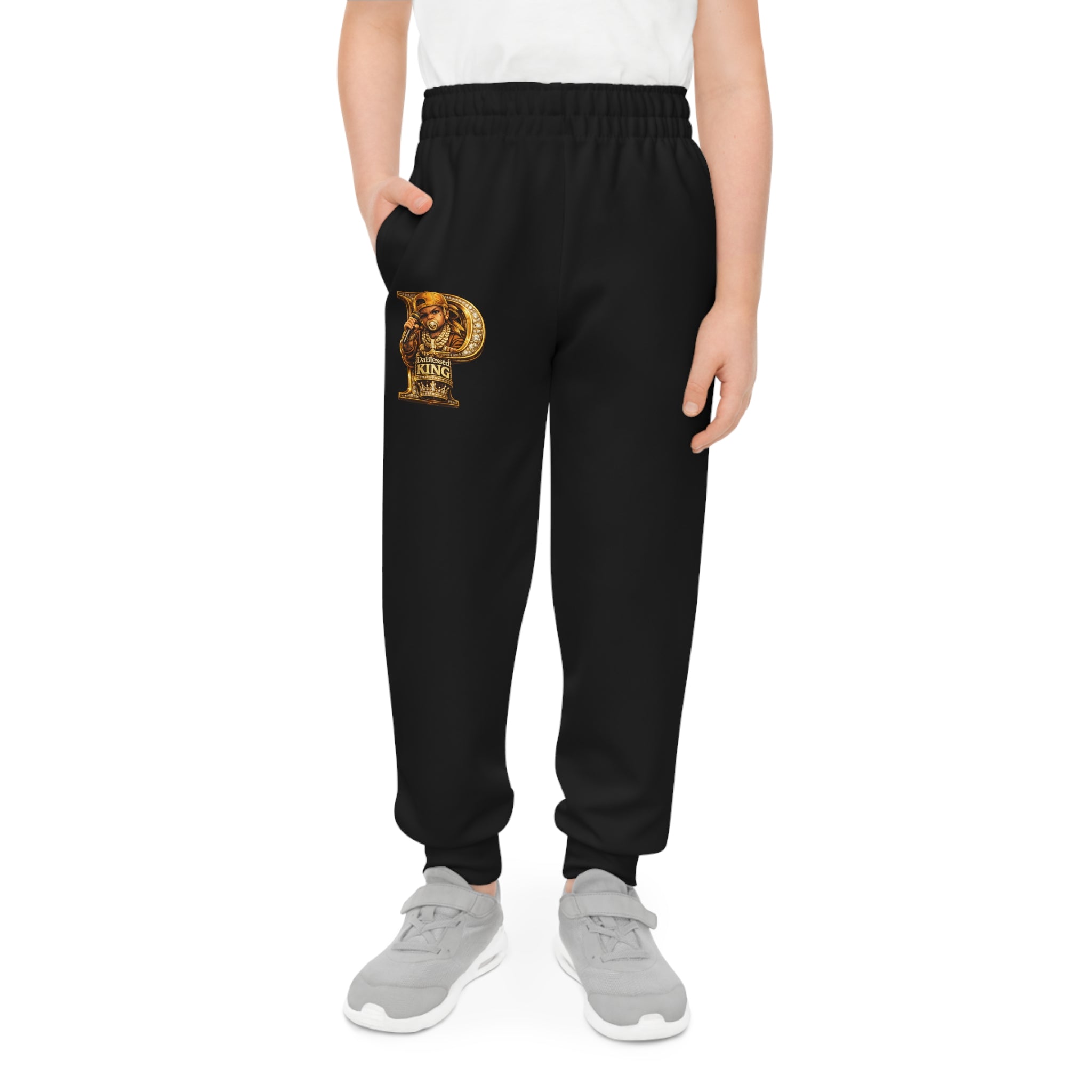 Youth Joggers — Gold Vintage Trophy 'P' Logo Kids Sweatpants