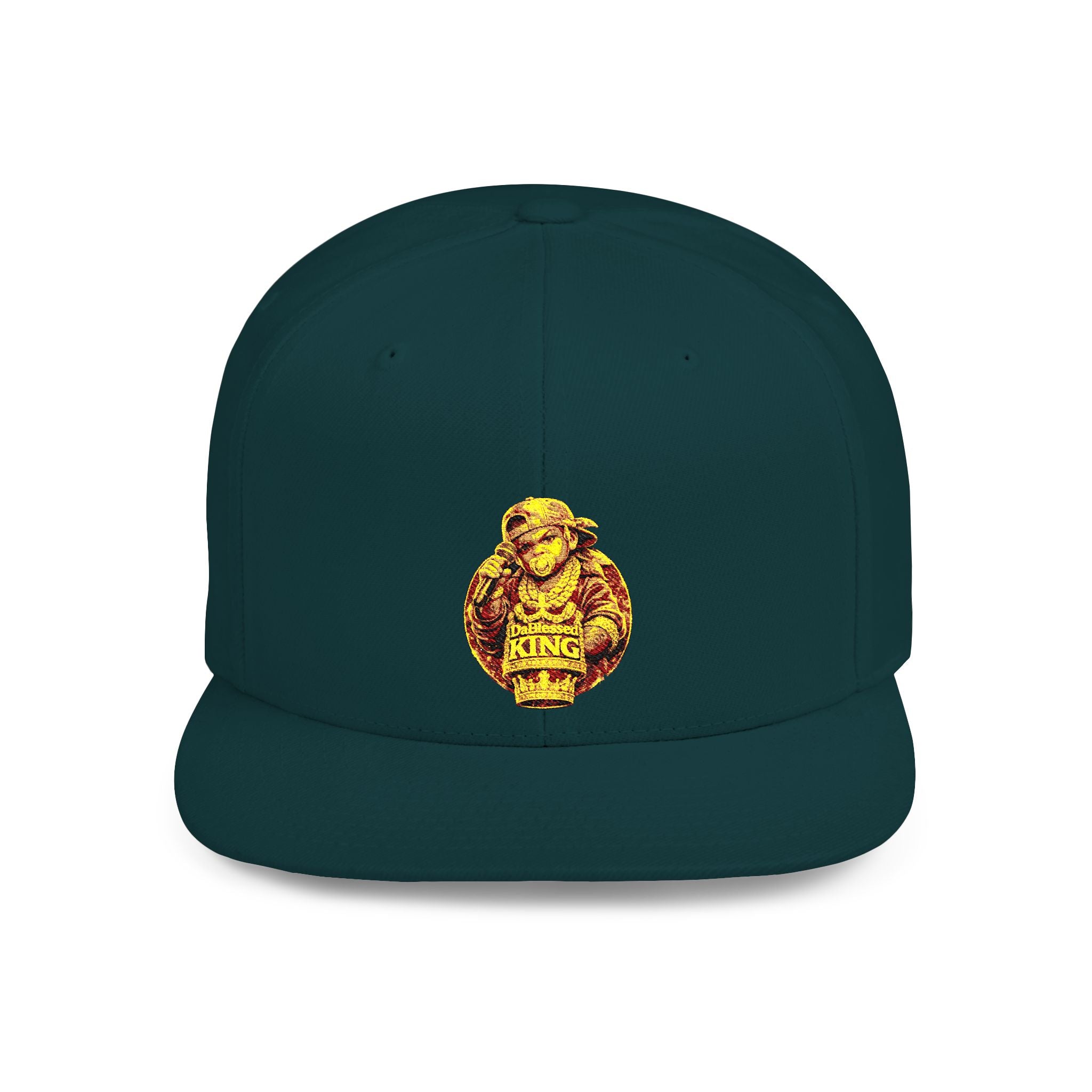 Snapback Hat — Vintage Gold Lion Crest Flat Bill Cap
