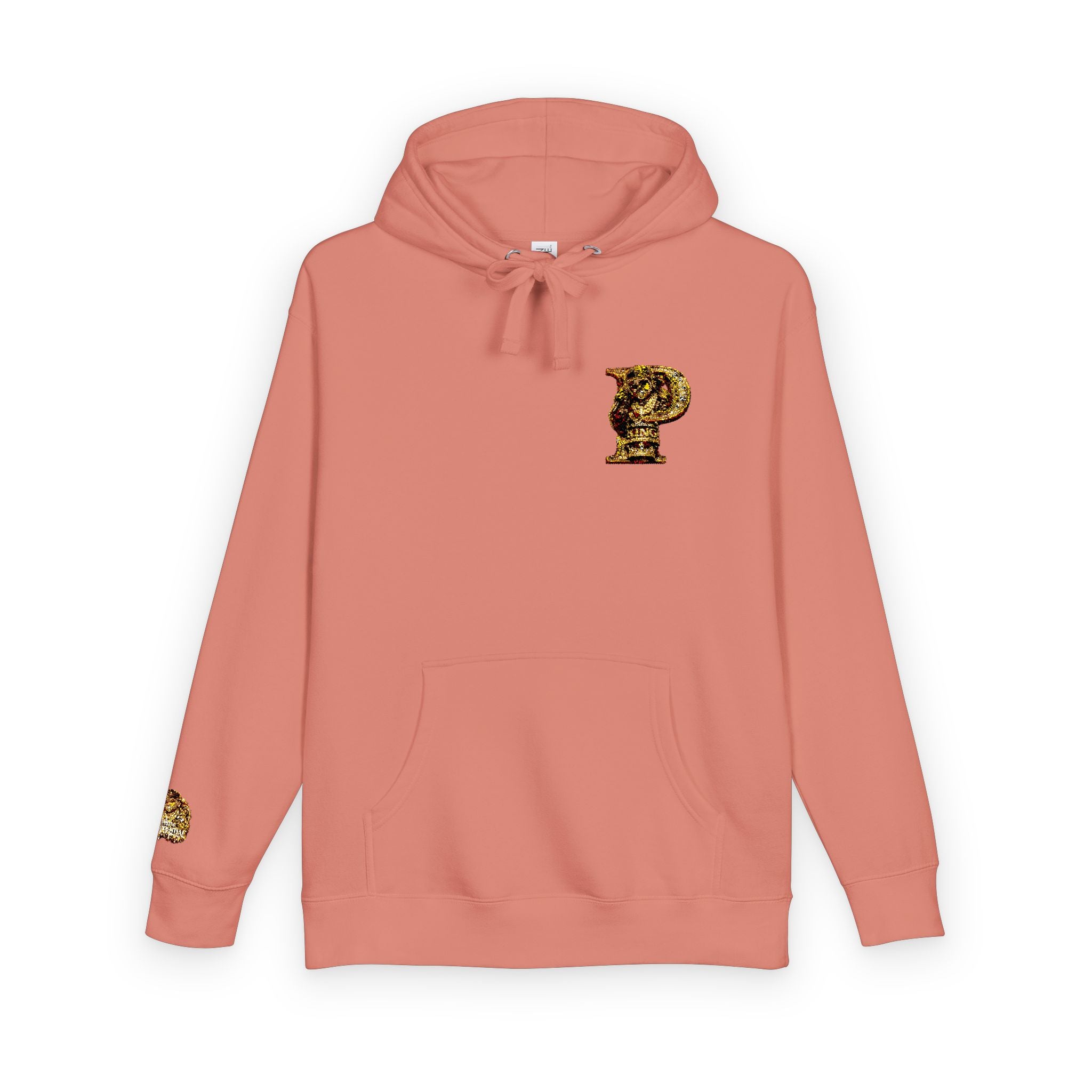 Floral P Initial Hoodie — Pink Rose Gold Monogram Fleece