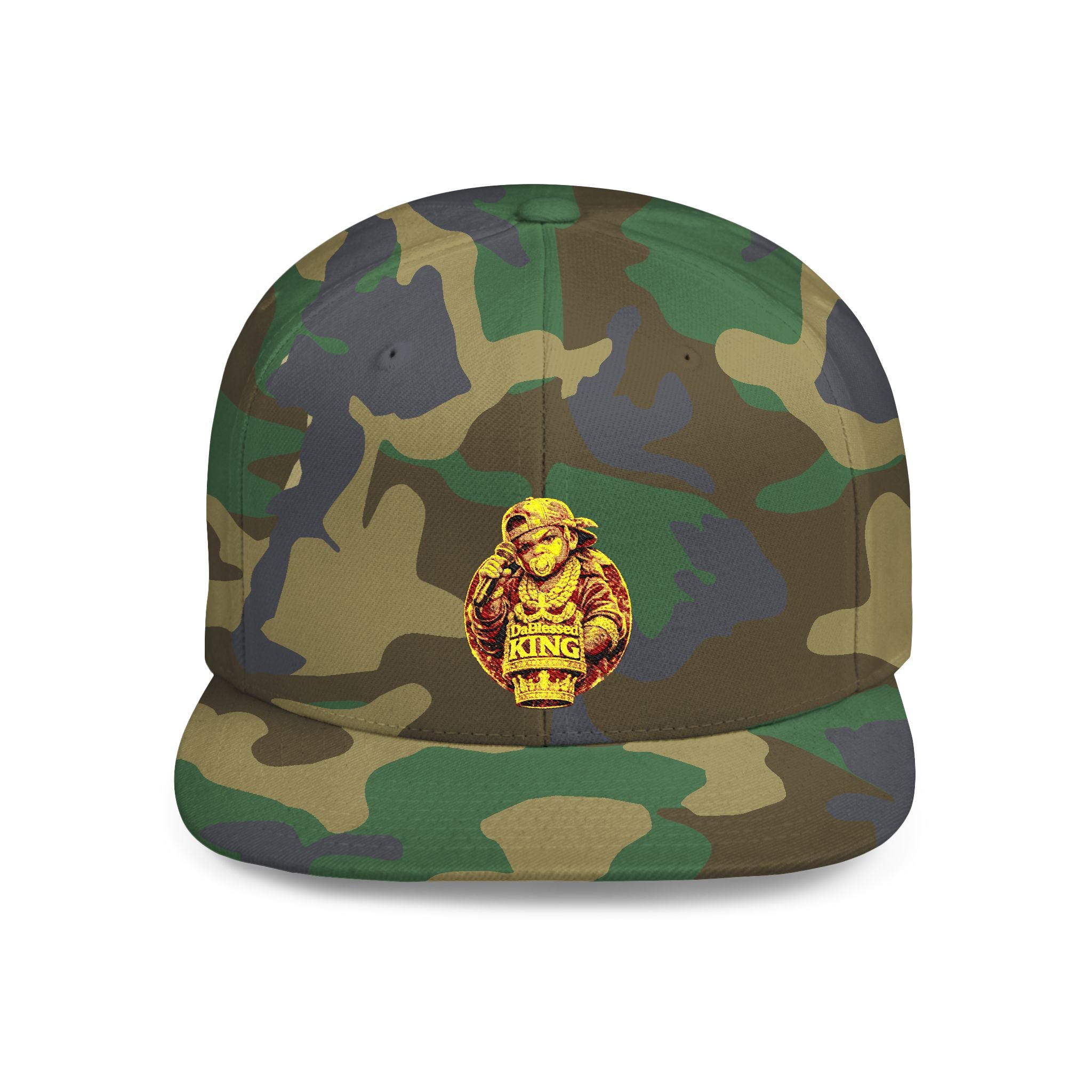 Snapback Hat — Vintage Gold Lion Crest Flat Bill Cap
